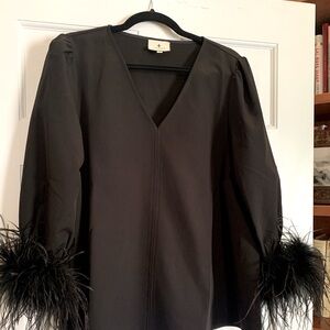 Tuckernuck V Neck top with Feathers at wrist